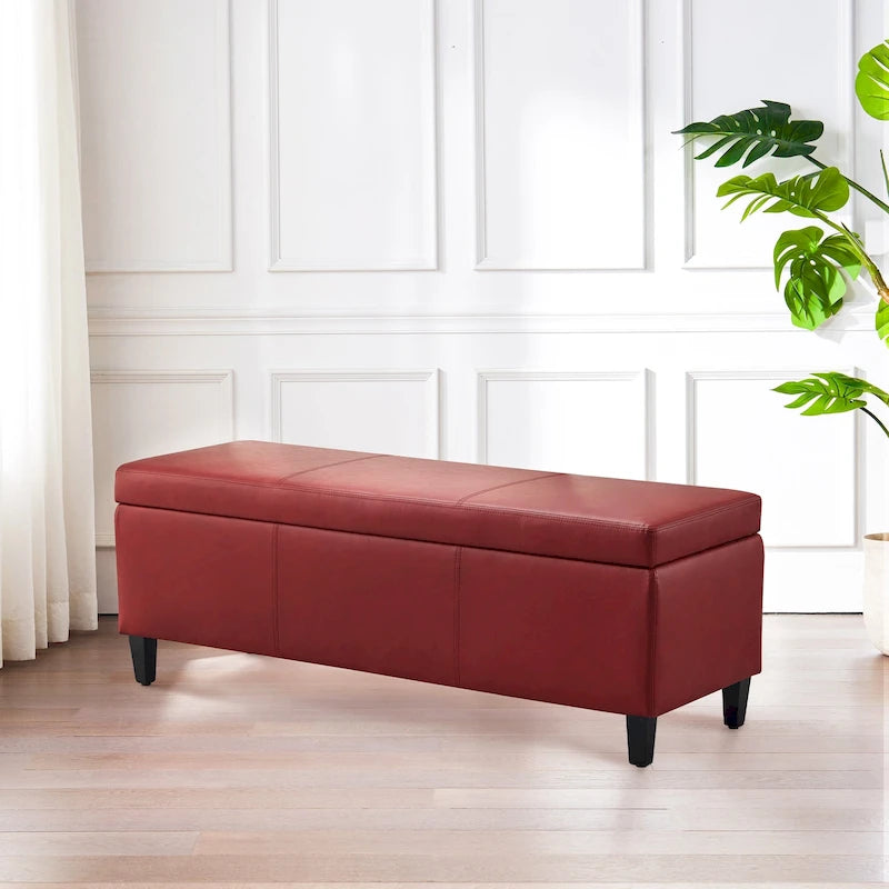 Banc de rangement rectangulaire rembourré – Similicuir