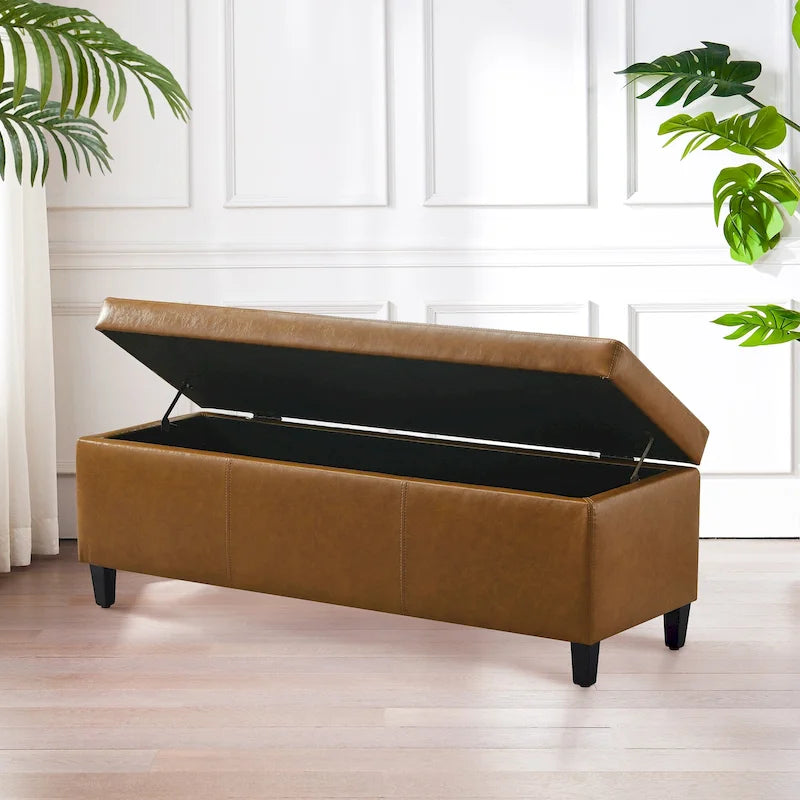 Banc de rangement rectangulaire rembourré – Similicuir