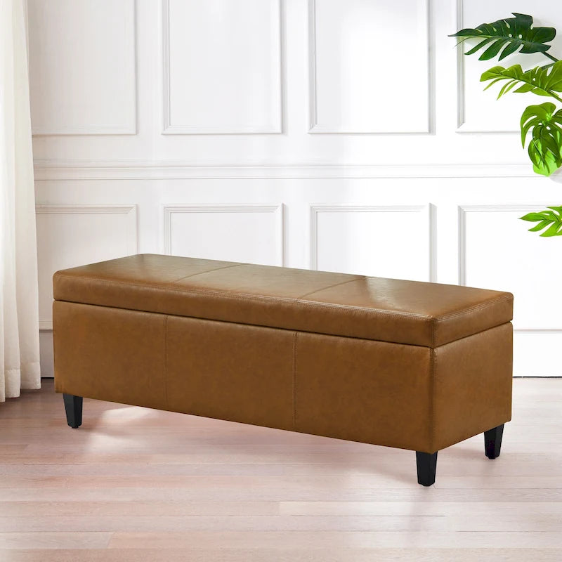 Banc de rangement rectangulaire rembourré – Similicuir