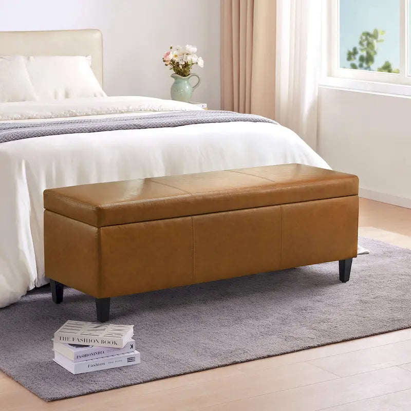 Banc de rangement rectangulaire rembourré – Similicuir