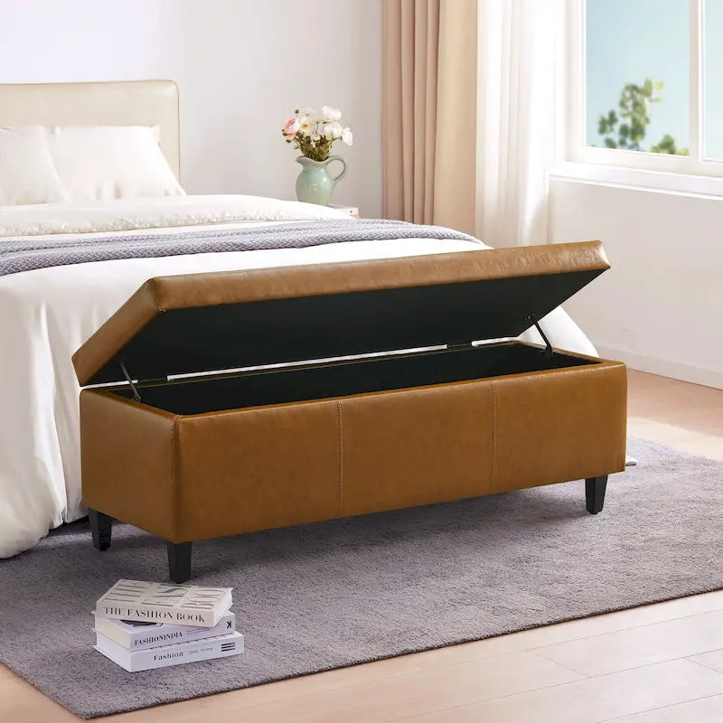 Banc de rangement rectangulaire rembourré – Similicuir