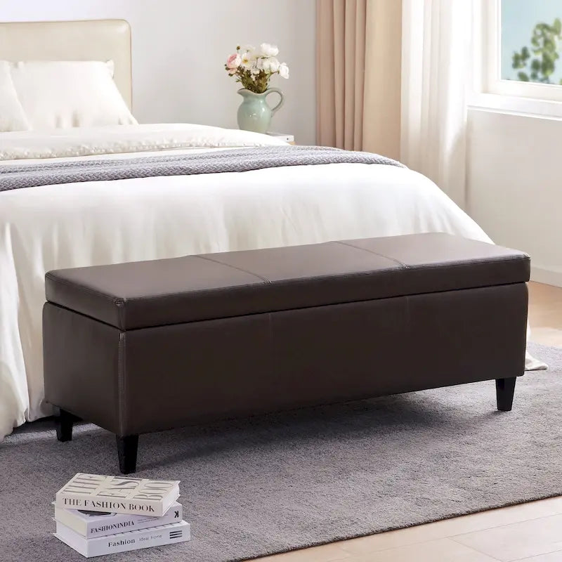 Banc de rangement rectangulaire rembourré – Similicuir