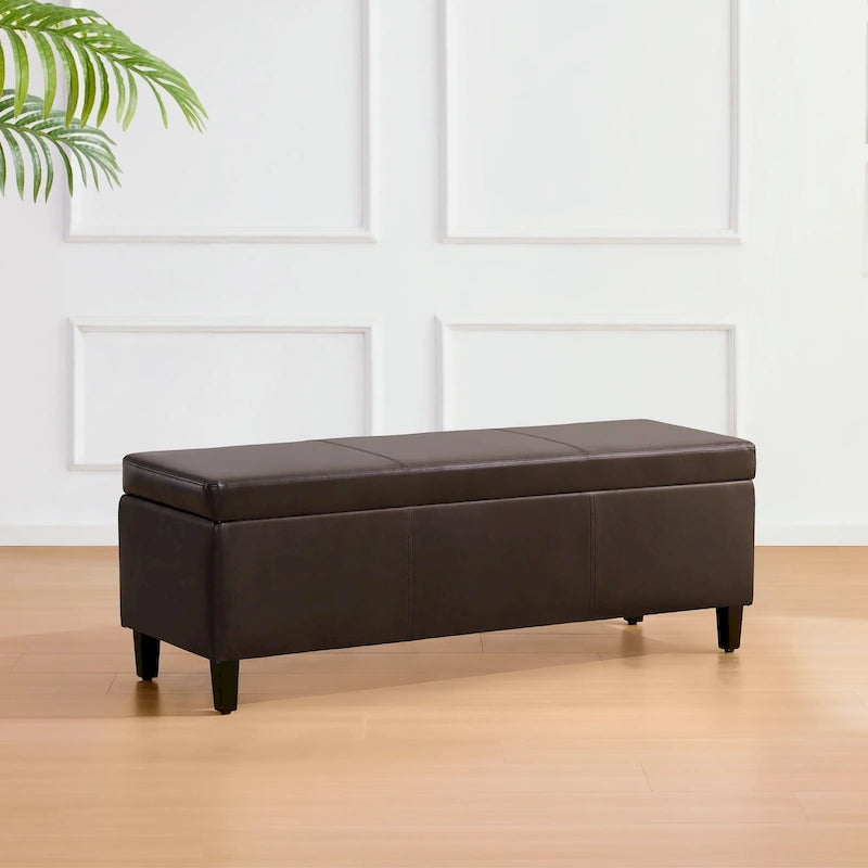 Banc de rangement rectangulaire rembourré – Similicuir