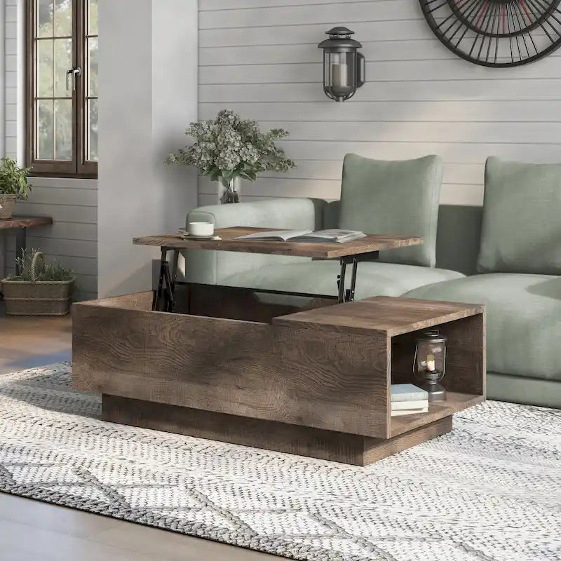 Table basse relevable à niveau unique, style rustique, 47 po