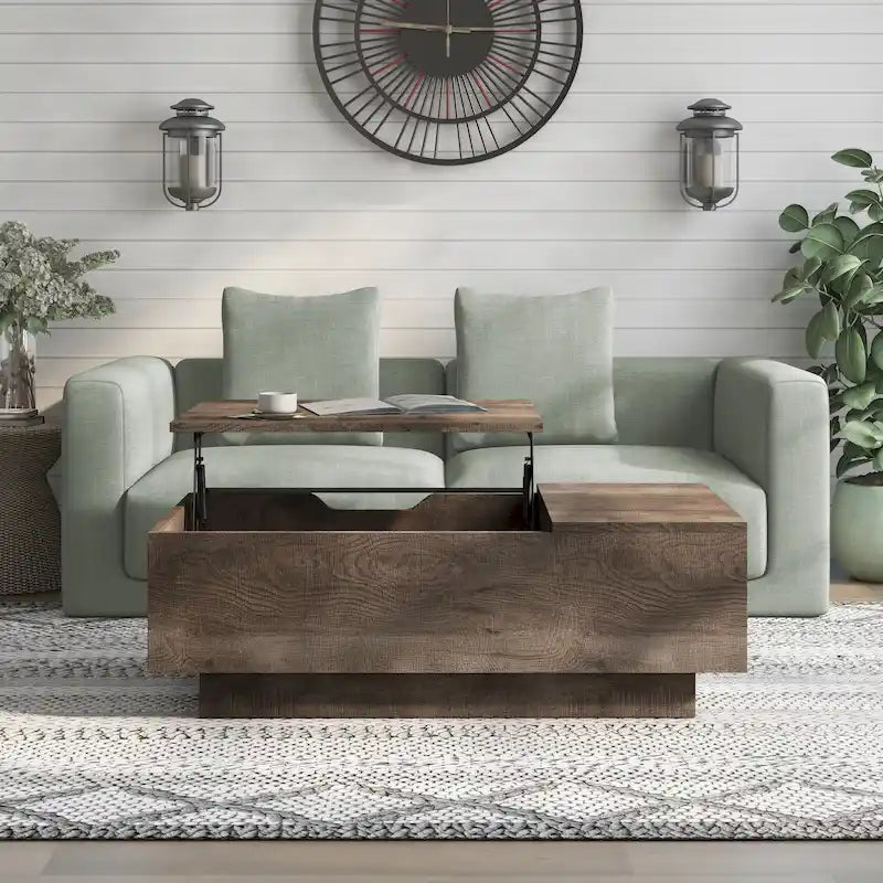 Table basse relevable à niveau unique, style rustique, 47 po