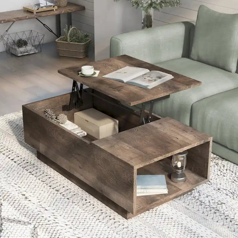 Table basse relevable à niveau unique, style rustique, 47 po