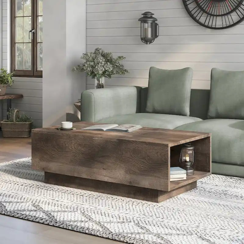 Table basse relevable à niveau unique, style rustique, 47 po