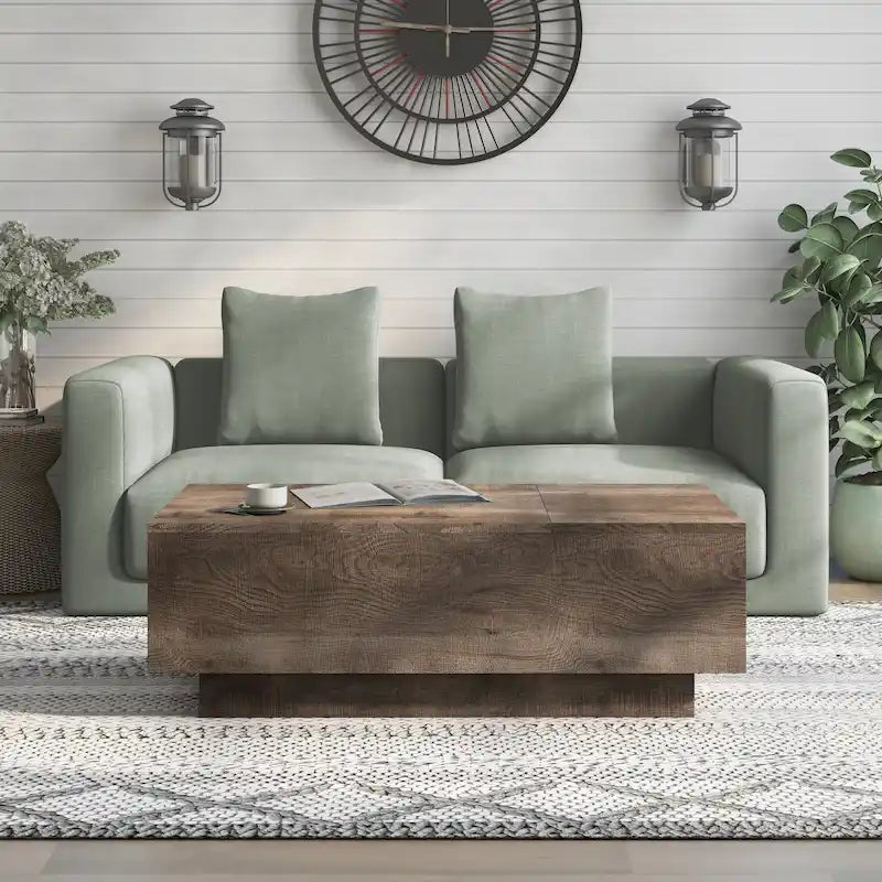Table basse relevable à niveau unique, style rustique, 47 po