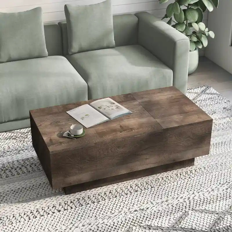 Table basse relevable à niveau unique, style rustique, 47 po