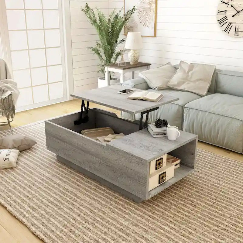 Table basse relevable à niveau unique, style rustique, 47 po