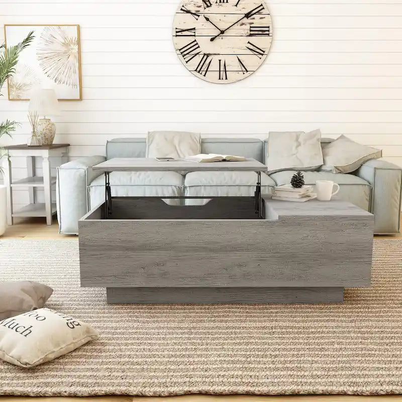 Table basse relevable à niveau unique, style rustique, 47 po