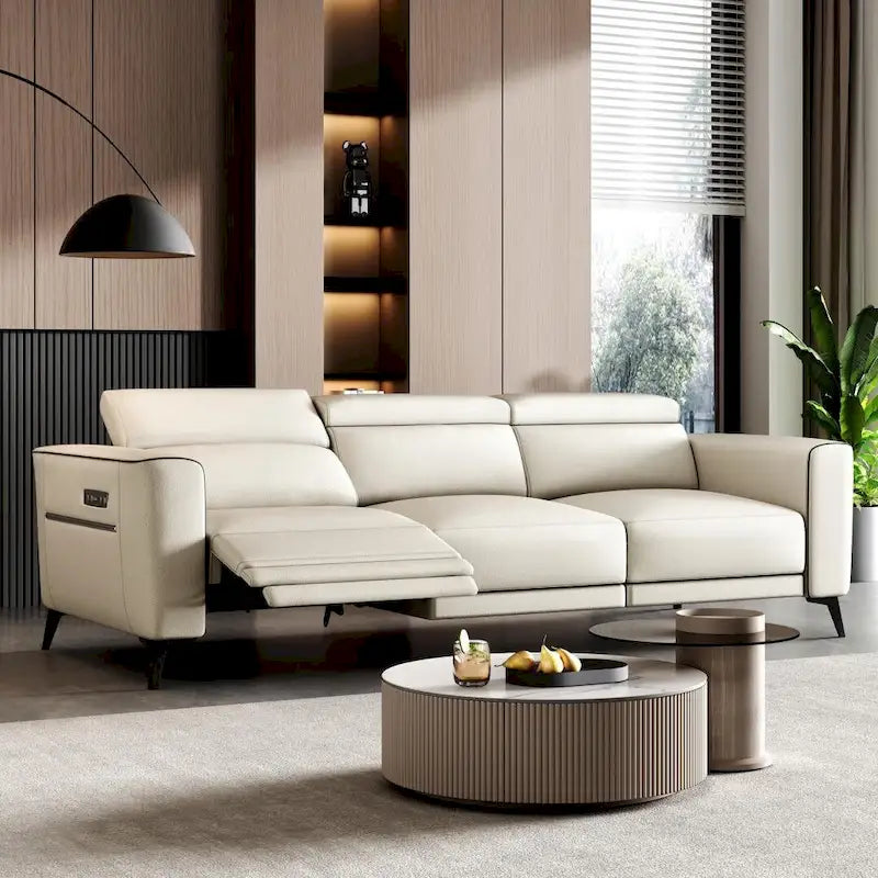 112.5  Leather Power Reclining Sofa with USB Charging Port