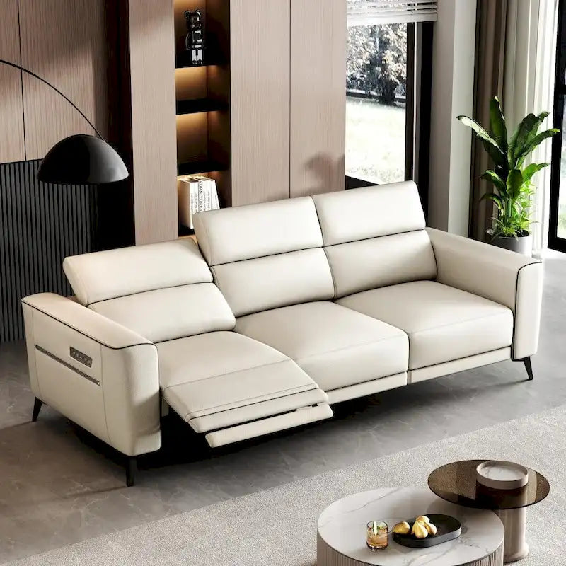Canapé inclinable électrique en cuir avec port de charge USB de 112,5 po