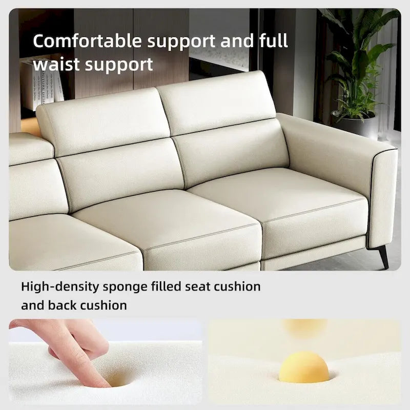 Canapé inclinable électrique en cuir avec port de charge USB de 112,5 po
