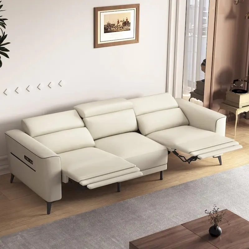 Canapé inclinable électrique en cuir avec port de charge USB de 112,5 po