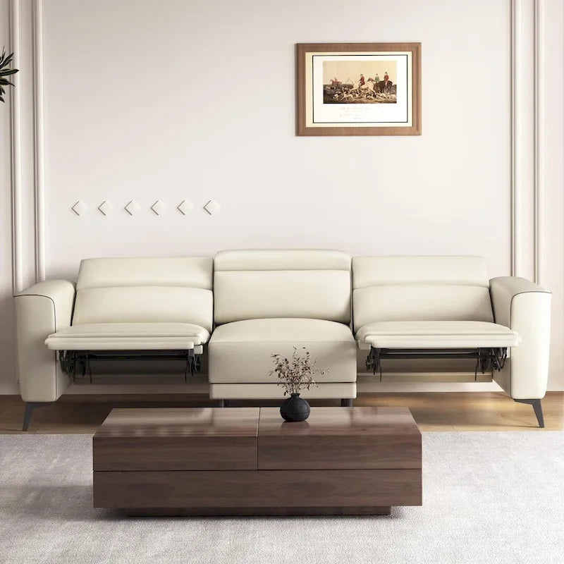 Canapé inclinable électrique en cuir avec port de charge USB de 112,5 po
