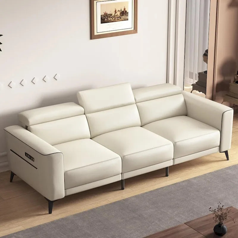 Canapé inclinable électrique en cuir avec port de charge USB de 112,5 po