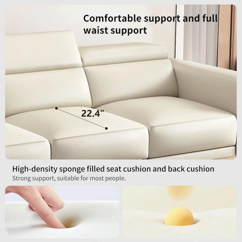 Canapé inclinable électrique en cuir avec port de charge USB de 112,5 po