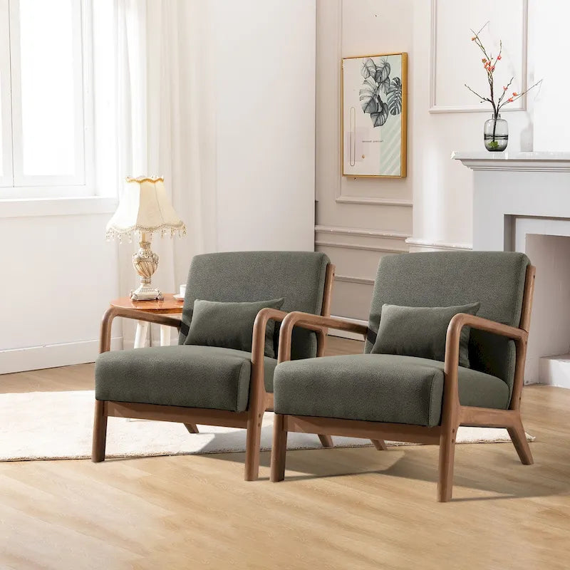 Fauteuil d'appoint moderne en bois massif pour salon
