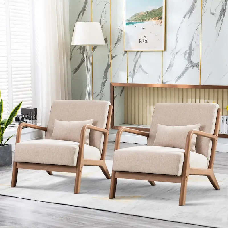 Fauteuil d'appoint moderne en bois massif pour salon