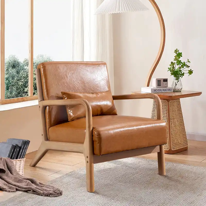 Fauteuil d'appoint moderne en bois massif pour salon