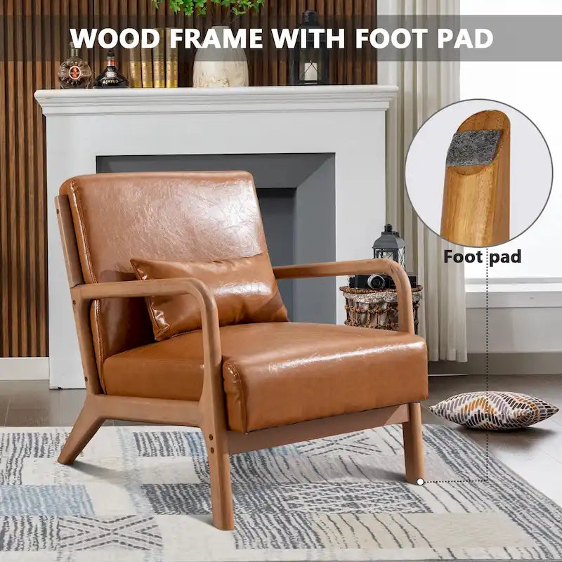 Fauteuil d'appoint moderne en bois massif pour salon