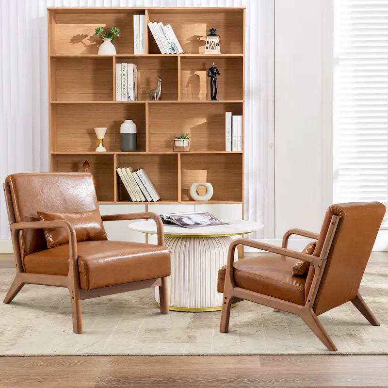 Fauteuil d'appoint moderne en bois massif pour salon