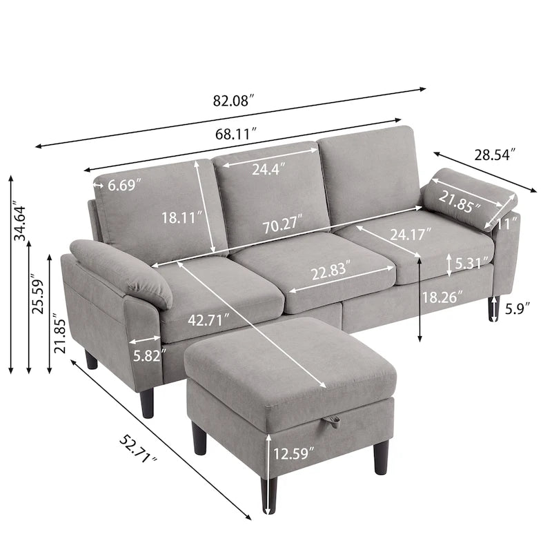 79,72 € Canapé d'angle en forme de L pour salon