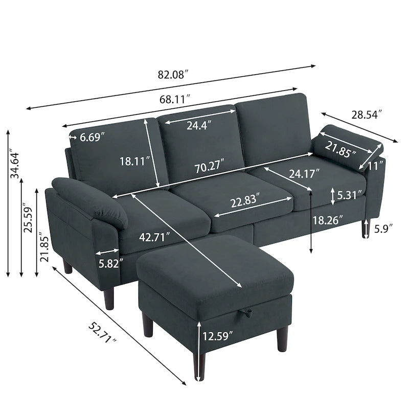 79,72 € Canapé d'angle en forme de L pour salon