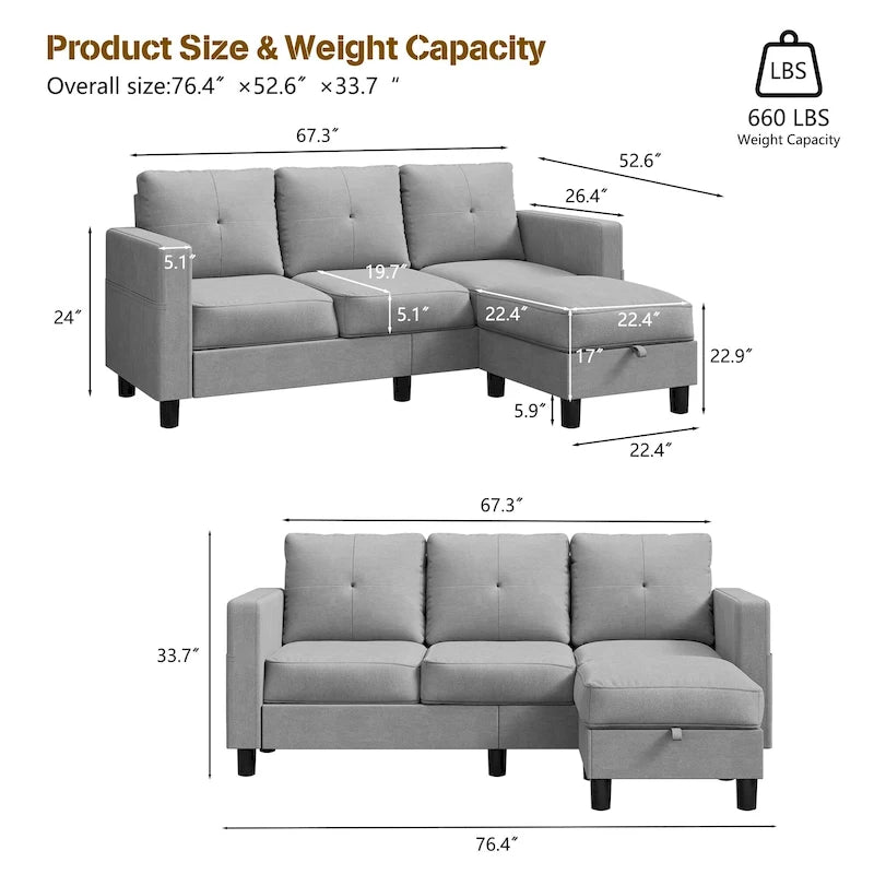 Canapé modulable convertible en L