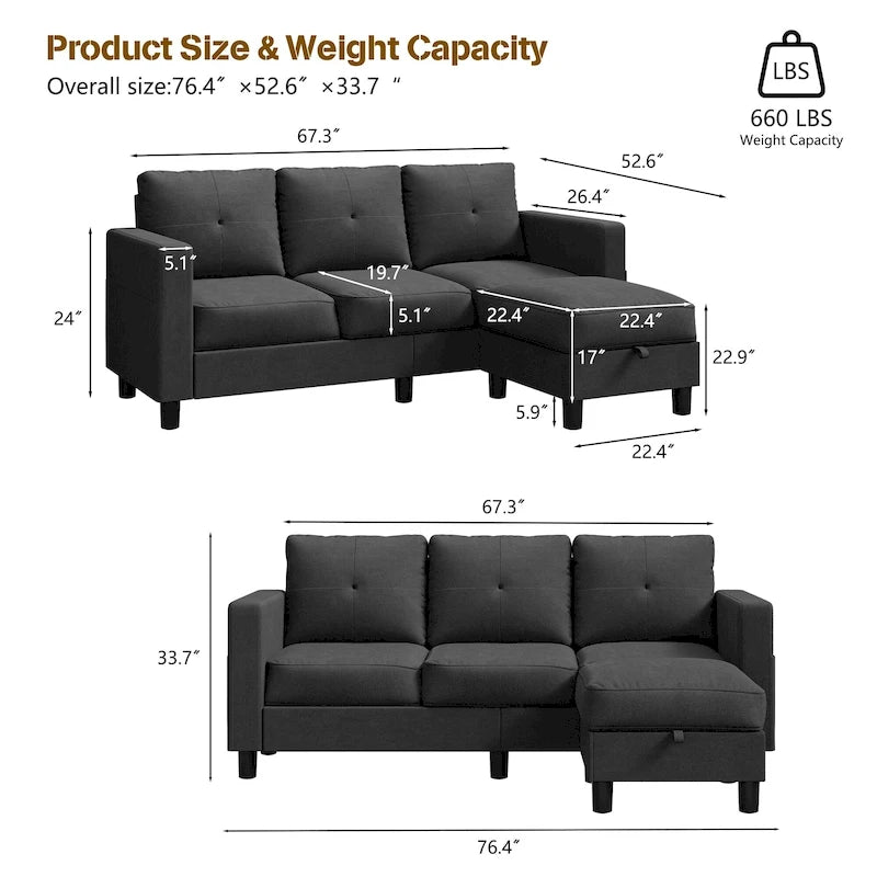 Canapé modulable convertible en L
