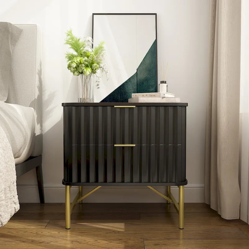 Table de chevet moderne avec deux tiroirs