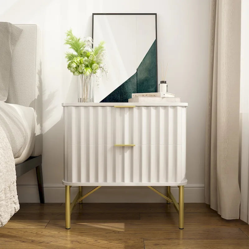 Table de chevet moderne avec deux tiroirs