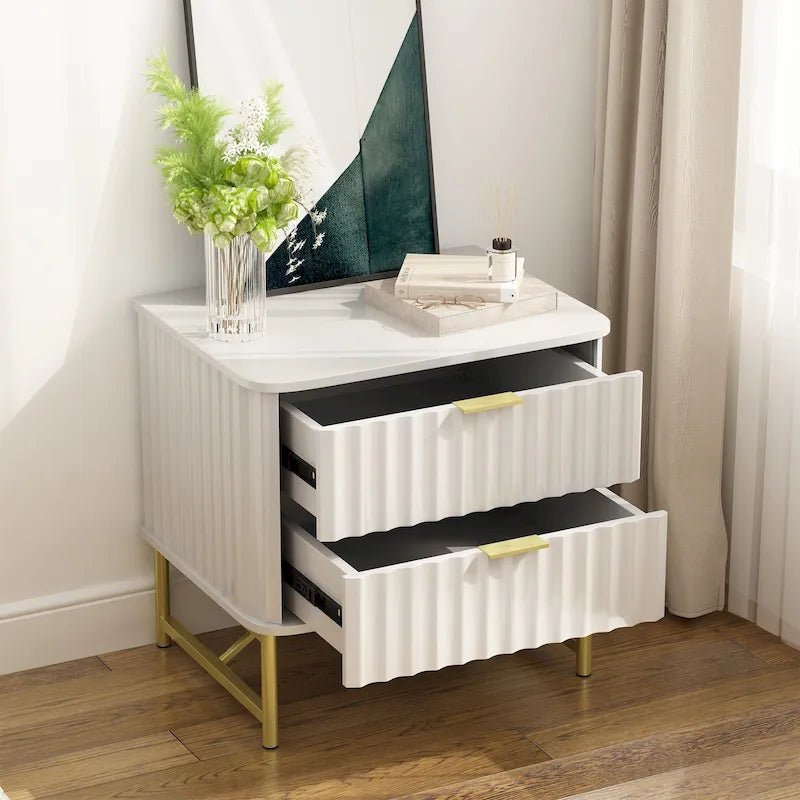Table de chevet moderne avec deux tiroirs
