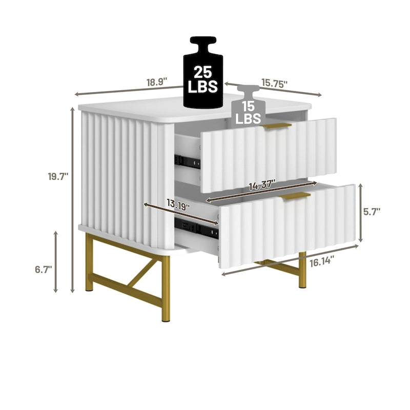 Table de chevet moderne avec deux tiroirs