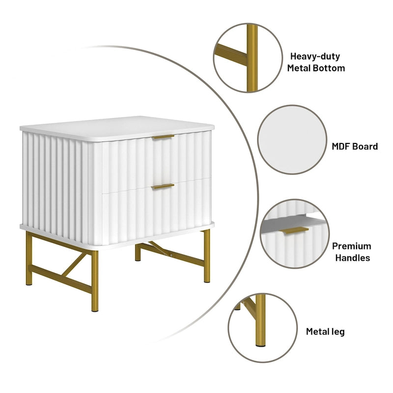 Table de chevet moderne avec deux tiroirs