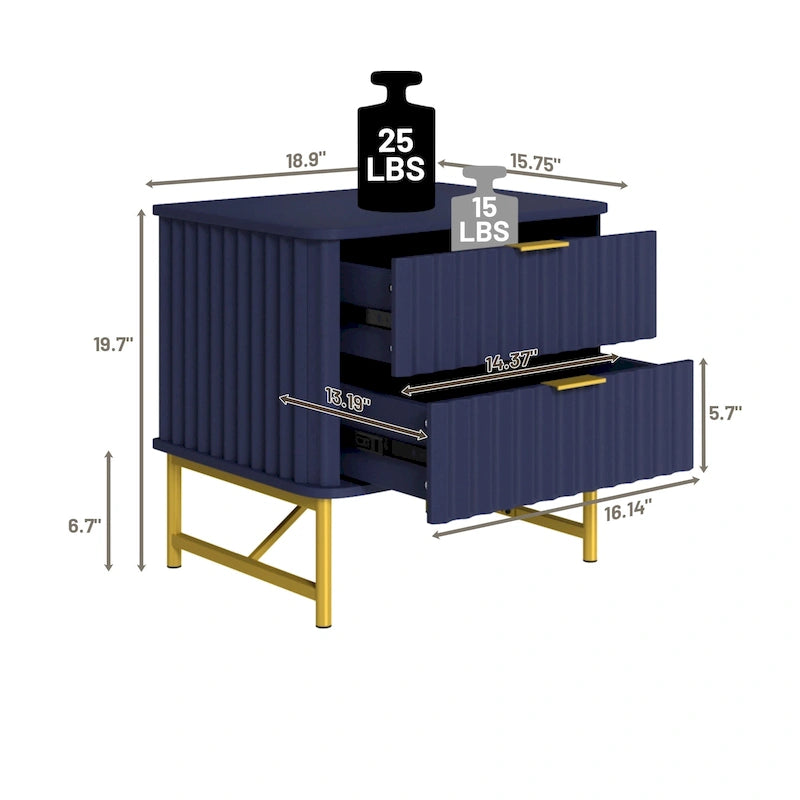 Table de chevet moderne avec deux tiroirs