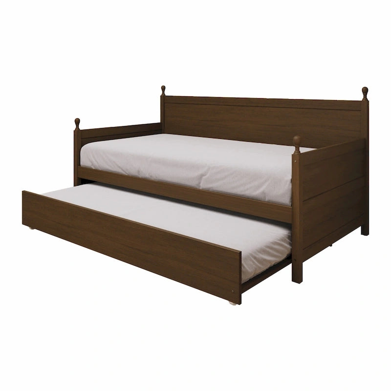 Lit de repos individuel en bois de style Mid-Century (avec lit gigogne escamotable)