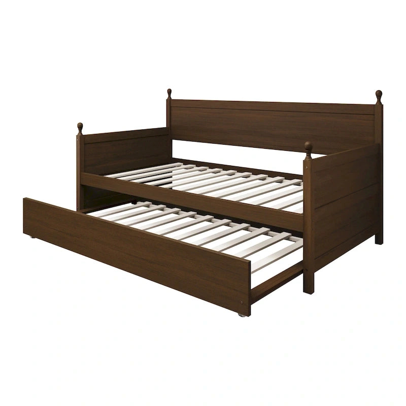 Lit de repos individuel en bois de style Mid-Century (avec lit gigogne escamotable)