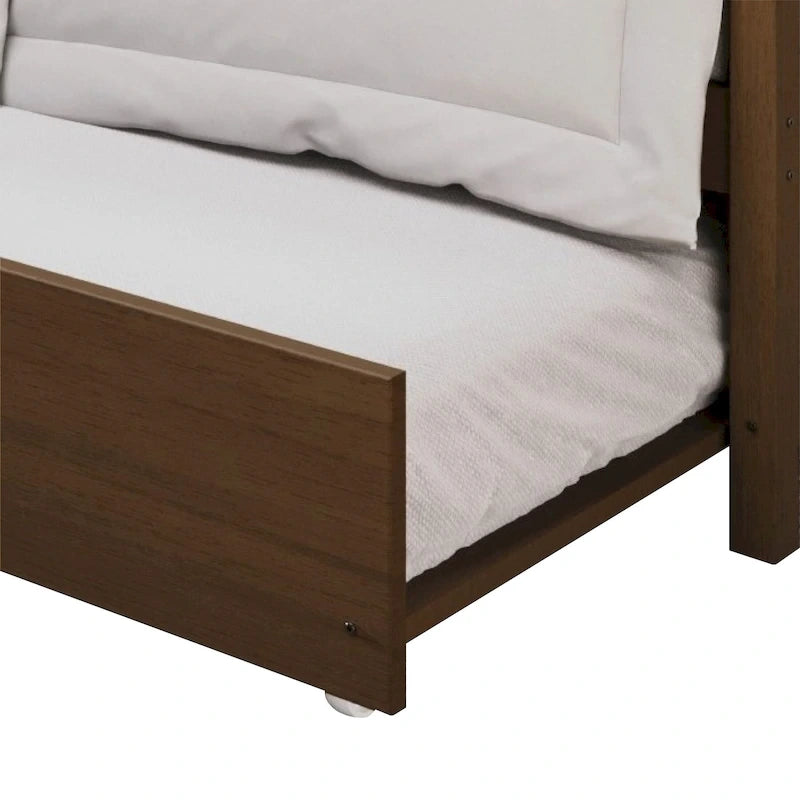 Lit de repos individuel en bois de style Mid-Century (avec lit gigogne escamotable)