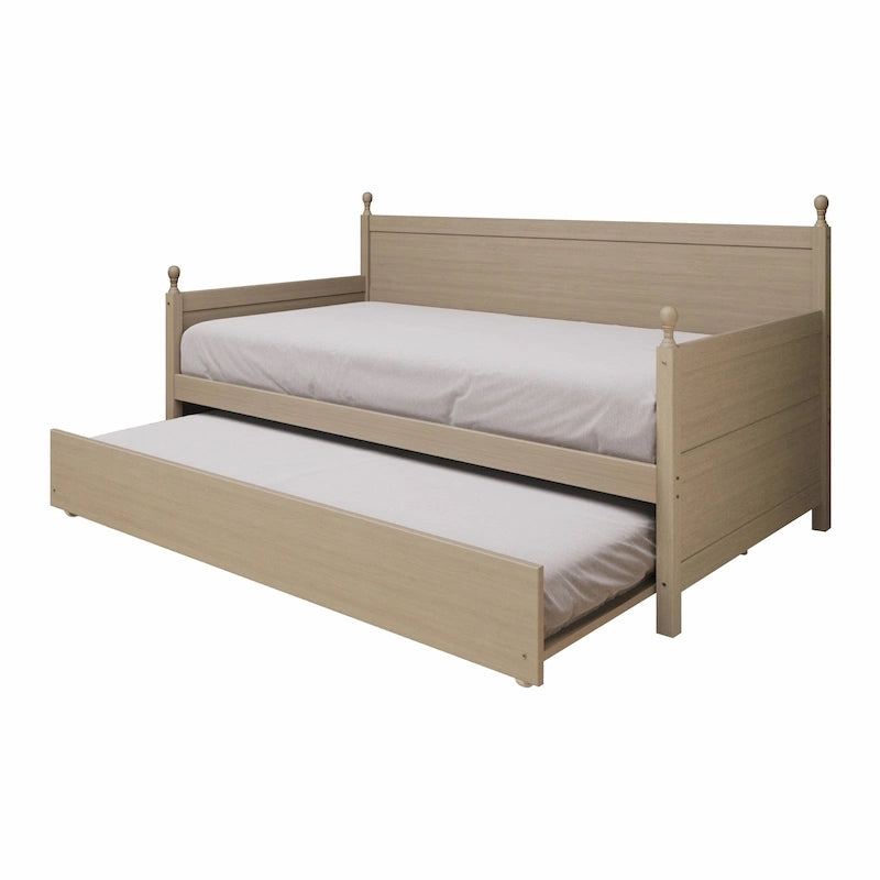 Lit de repos individuel en bois de style Mid-Century (avec lit gigogne escamotable)