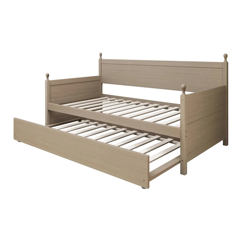 Lit de repos individuel en bois de style Mid-Century (avec lit gigogne escamotable)