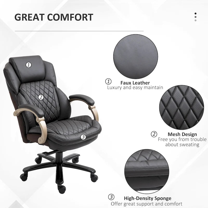 Chaise de bureau ergonomique robuste avec fonction bascule, hauteur réglable et roulettes