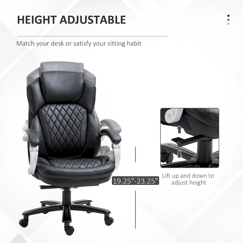Chaise de bureau ergonomique robuste avec fonction bascule, hauteur réglable et roulettes
