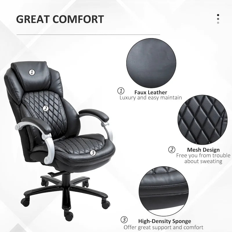 Chaise de bureau ergonomique robuste avec fonction bascule, hauteur réglable et roulettes