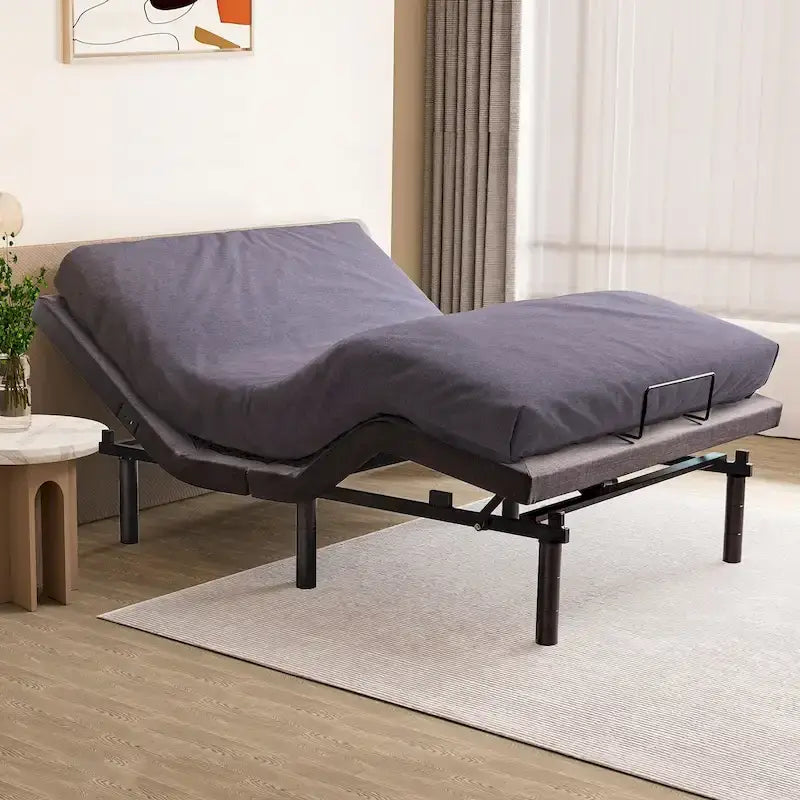 Cadre de lit réglable pour lits avec rangement, gravité zéro, station de charge USB, télécommande sans fil pour l'inclinaison de la tête et des pieds