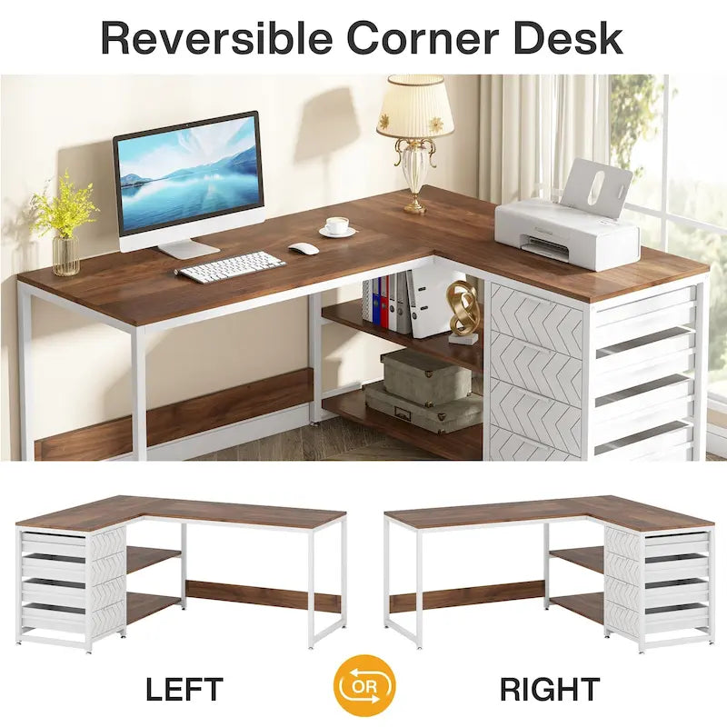 Bureau d'angle réversible en L