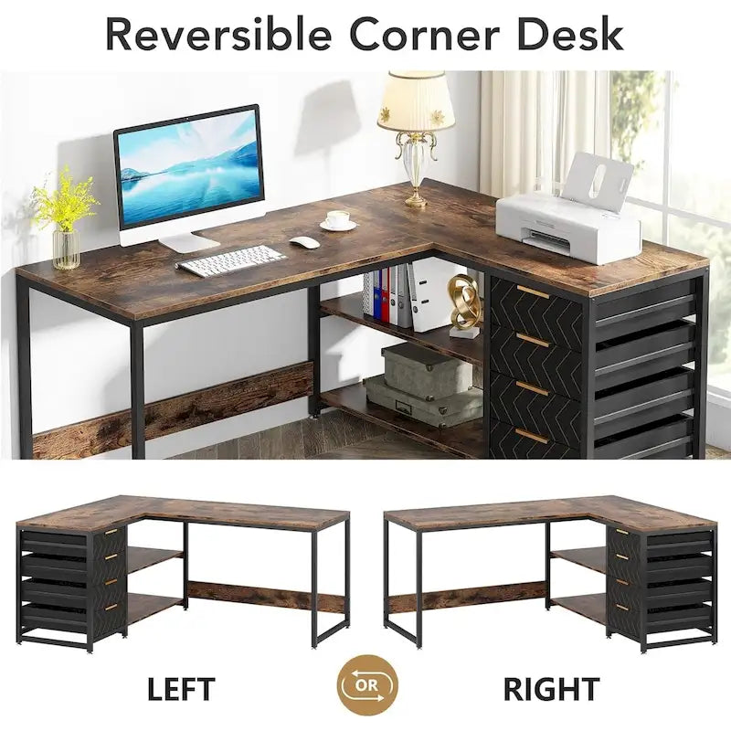 Bureau d'angle réversible en L