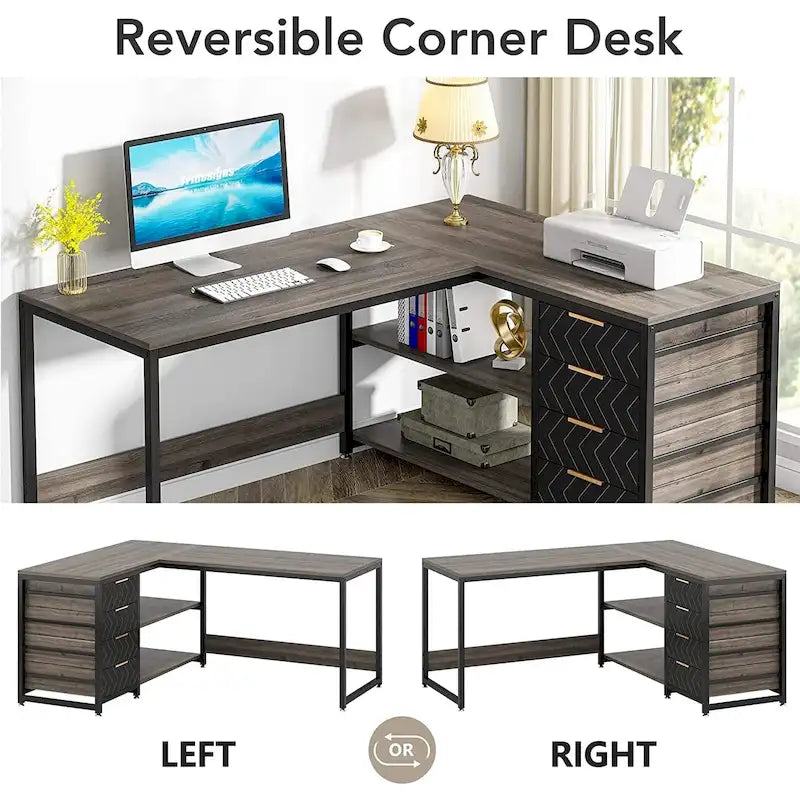 Bureau d'angle réversible en L