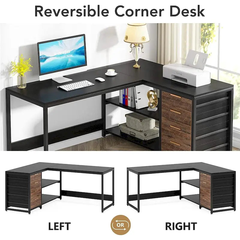 Bureau d'angle réversible en L